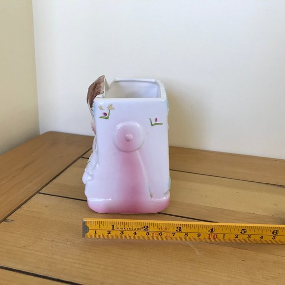 I'm Brand New Baby Ceramic Flower Vase Vintage Cute Pink & Blue Planter Pot - Picture 6 of 9